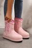 Pink Embroidered Thick Sole Plush Winter Warm Lined Boots
