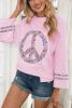 Light Pink Floral Peace Sign Drop Shoulder Top