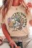 Khaki Heat Transfer Printing Thanksgiving Turkey Print Round Neck T Shirt