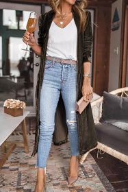Desert Palm Pocket Open Front Long Cardigan (size: (US 4-6)S)