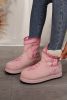 Pink Embroidered Thick Sole Plush Winter Warm Lined Boots