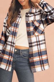Multicolor Plaid Casual Button Up Flannel Shacket (size: (US 16-18)XL)