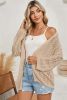 Apricot Hollow Out Crochet Knit Drop Shoulder Open Front Cardigan