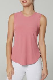 Peach Blossom Solid Color Round Hem Yoga Tank Top (size: (US 16-18)XL)