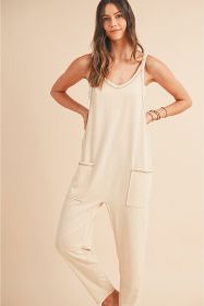 Apricot Solid Color Loose Fit Harem Jumpsuit (size: (US 16-18)XL)