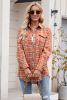 Orange Plaid Chest Pocket Button Front Shirt