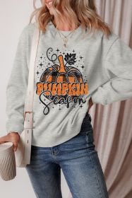 Gray Thanksgiving Pumpkin Season Drop Shoulder Sweatshirt (size: (US 8-10)M)
