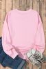 Pink Leopard Bowknot Graphic Round Neck Sweatshirt