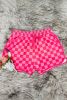 Rose Checkered Drawstring Elastic Waist Casual Shorts