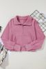Phalaenopsis Zip Up Stand Collar Ribbed Thumbhole Sleeve Sweatshirt