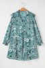 Green Boho Floral Puff Sleeve Split Neck Plus Size Dress
