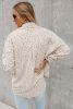 Beige Leopard Print Flap Pockets Buttoned Corduroy Shacket