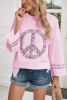 Light Pink Floral Peace Sign Drop Shoulder Top