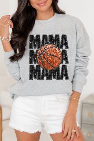 Gray Sequins MAMA Basketball Graphic Pullover Sweatshirt (size: (US 16-18)XL)