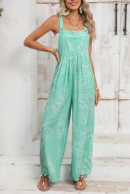 Moonlight Jade Abstract Print Wide Leg Bib Overall (size: (US 16-18)XL)