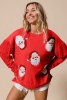 Fiery Red Sequined Santa Claus Christmas Crewneck Sweatshirt