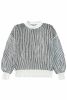 Black Striped Contrast Trim Loose Sweater