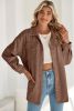 Chestnut Corduroy Flap Pocket Button Up Shacket