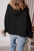Black Half Zipper Kangaroo Pockets Drop Shoulder Hoodie