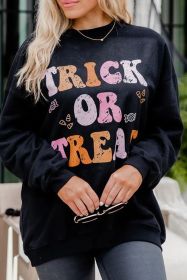 Black Halloween TRICK OR TREAT Graphic Crewneck Sweatshirt (size: (US 20-22)2XL)