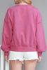 Rose Tiger Embroidered Ribbed Trim Sweatshirt