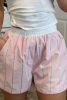 Pink Stripe Clashing Button Loose Pocket Shorts