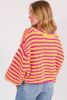Orange Striped Bubble Sleeve Loose Sweater