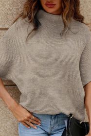 Apricot Mock Neck Short Batwing Sleeve Sweater (size: (US 12-14)L)