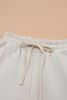 Beige Plain Long Sleeve Top & Drawstring Pants Two Piece Pants Set