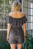 Leopard Print Ruffle Pocket Off Shoulder Romper