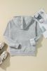 Light Grey Plain Fleece Lined Zip Up Drawstring Hoodie