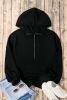 Black Kangaroo Pocket Half Zipper Oversized Hoodie