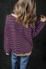 Red Stripe Contrast Edge Oversized Pullover