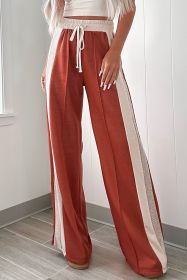 Flamingo Color Block Drawstring High Waist Wide Leg Pocket Pants (size: (US 12-14)L)