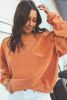 Orange Plain Drop Sleeve Crinkle Rib Oversized Sweatshirt