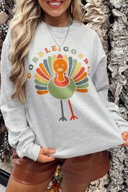 Gray GOOBLE GOOBLE Turkey Print Pullover Graphic Sweatshirt (size: (US 18-20)2XL)