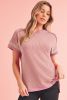 Light Pink Textured Colorblock Round Neck T Shirt