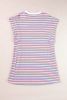 Pink Striped Crew Neck Mini T-shirt Dress