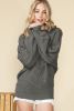 Gray Mock Neck Lantern Sleeve Cable Knit Sweater