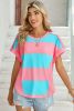 Rose & Blue Colorblock Exposed Seam Tee