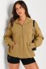Brown Kangaroo Pocket Half Zipper Oversized Hoodie