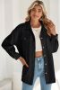 Black Corduroy Flap Pocket Button Up Shacket