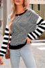 Black Stripe Twisted Knitted Drop Shoulder Sweater