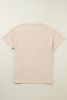 Beige Crinkle Rib Knit Pocketed Loose Fit Crew Neck T Shirt