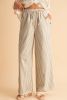 Khaki Striped Drawstring Waist Loose Pants