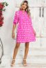 Bright Pink Spotted Print Puff Sleeve Smocked Mini Dress