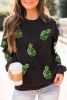 Black Clover Cupcake Sequin Patch Drop Shoulder Graphic Sweatshirt