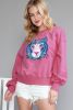 Rose Tiger Embroidered Ribbed Trim Sweatshirt