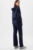 Navy Blue Plain Fleece Lined Zip Up Drawstring Hoodie