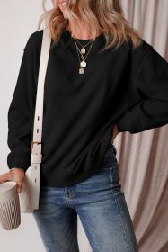Black Solid Color Drop Shoulder Terry Sweatshirt (size: (US 20-22)2XL)